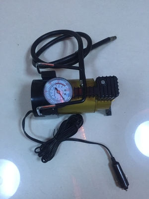 Silver And Yellow Car Tyre Pressure Pump , Heavy Duty Power 12 Volt Air Compressor